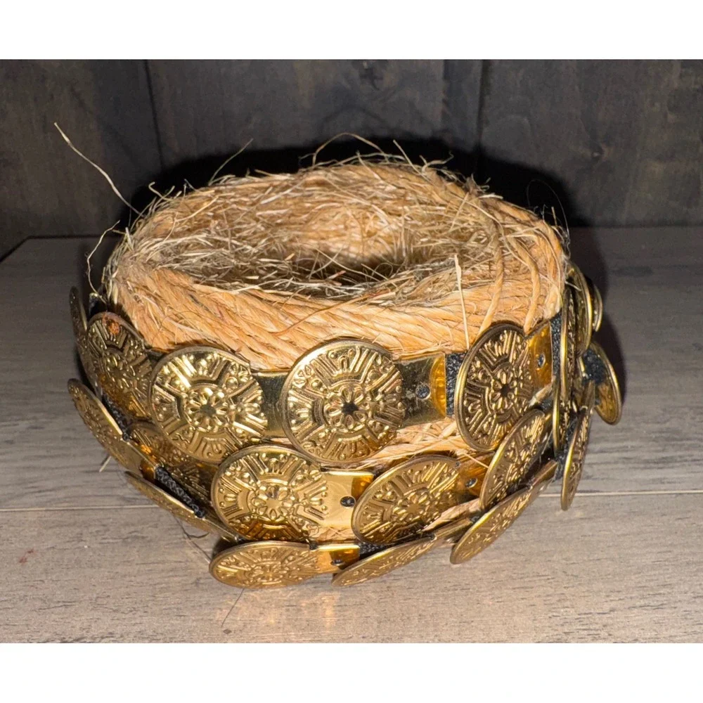 Vintage Belly Dancer Gold Tone Medallion Belt‎ Elastic Back Adjustable Waist